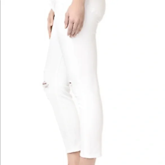 J Brand Mama J Maternity Demented Distressed White Capri Jean NWT $178 - Picture 3 of 9